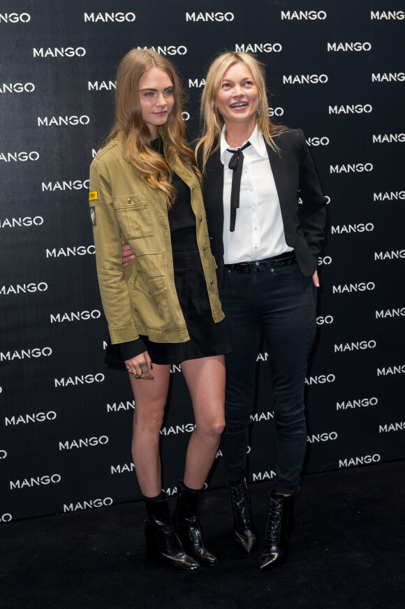 Cara Delevingne et Kate Moss sont les stars de la campagne publicitaire automne-hiver 2015 de Mango. Elle ont célébré l'ouverture de la nouvelle boutique de la maison à Milan en Italie le 23 septembre 2015.