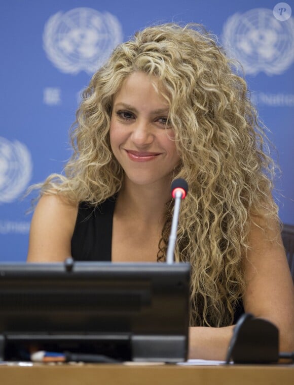 Shakira donne une conférence de presse aux Nations Unies le 22 septembre 2015