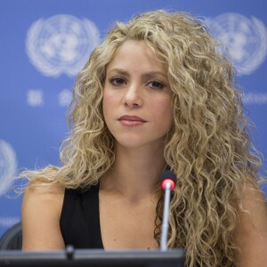 Shakira donne une conférence de presse aux Nations Unies le 22 septembre 2015