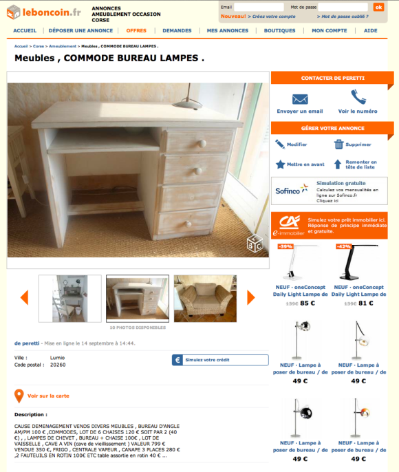 Guy Bedos vend les meubles de sa maison corse en vente sur Leboncoin.fr - septembre 2015