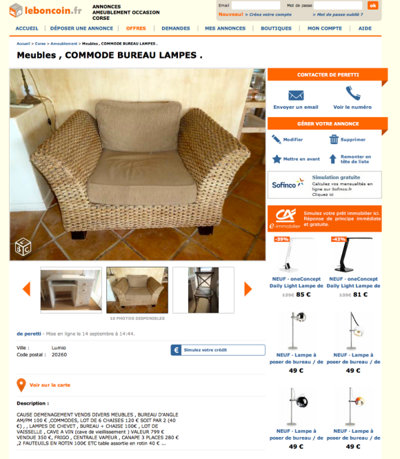 Guy Bedos vend les meubles de sa maison en vente sur le site Leboncoin.fr - septembre 2015