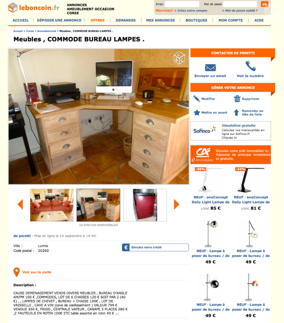 L'humoriste Guy Bedos vend les meubles de sa maison corse en vente sur le site Leboncoin.fr - septembre 2015