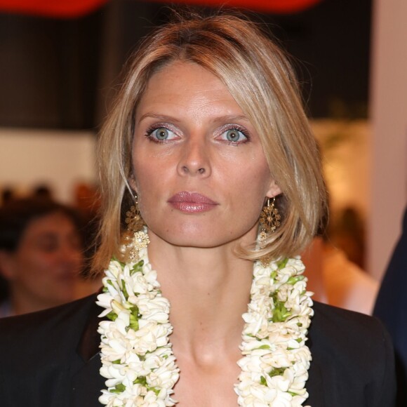 Sylvie Tellier sur le stand Tahiti du salon Top Resa au Parc des expositions à Paris le 29 Septembre 2015