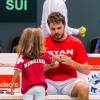 Stan Wawrinka s'entraîne avec sa fille Alexia à Genève le 16 septembre 2015