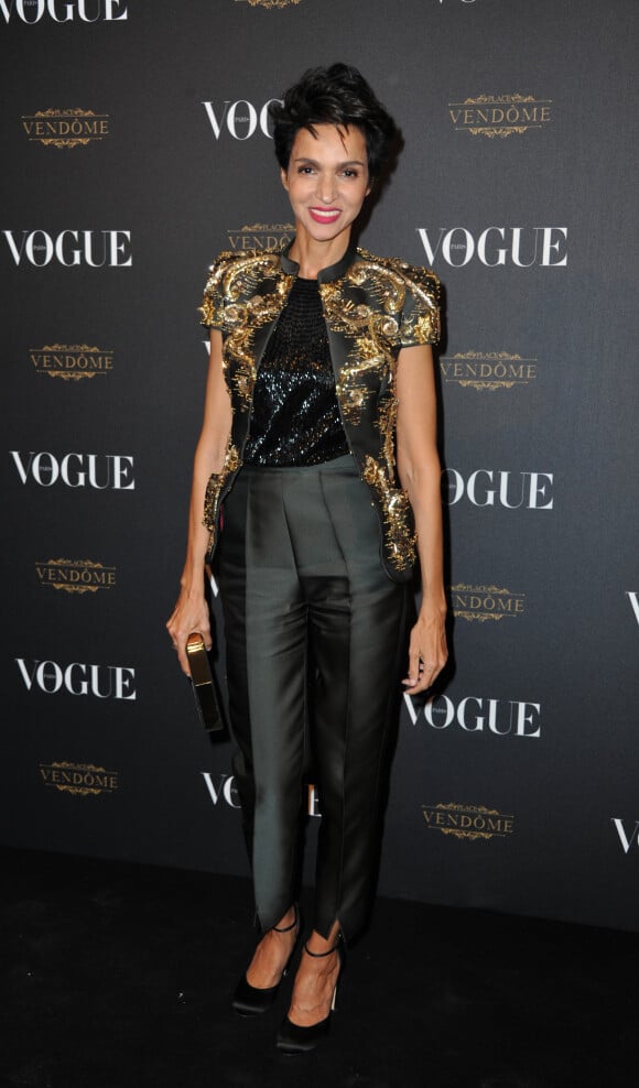 Farida Khelfa assiste à la soirée des 95 ans du magazine Vogue Paris, avenue d'Iéna. Paris, le 3 octobre 2015.