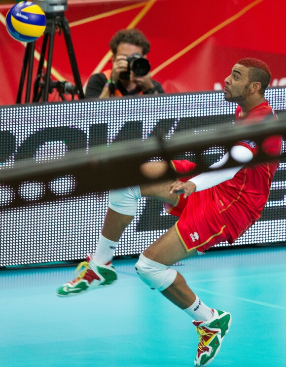 Earvin Ngapeth en septembre 2014 lors de France - Allemagne aux championnats du monde en Pologne.