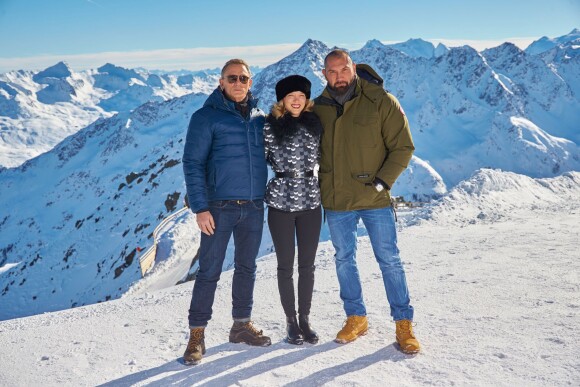 Dave Bautista, Daniel Craig et Léa Seydoux - Photocall avec les acteurs du prochain film James Bond "Spectre" à Soelden en Autriche. Le 7 janvier 2015
