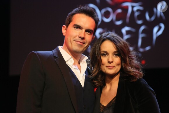 Maxime Chattam et sa femme Faustine Bollaert - Débat avec Stephen King au Grand Rex le 16 novembre 2013 à Paris.
