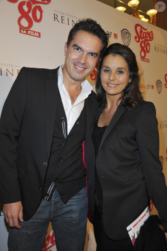 Faustine Bollaert et son mari Maxime Chattam au Grand Rex le 19 octobre 2012 pour l'avant-première du film Stars 80.