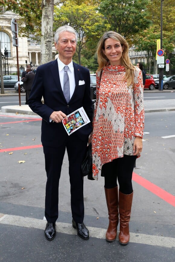 Jean-Claude Narcy et Anne-Claire Coudray - People à la sortie du défilé prêt-à-porter "Leonard" collection printemps-été 2016 à Paris le 5 octobre 2015.
