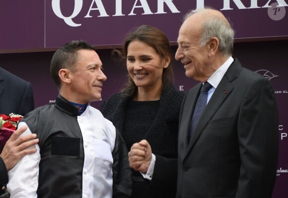 Virginie Ledoyen, Bertrand Bélinguier (président de France Galop), Lanfranco Dettori (Frankie Dettori) - 94ème Qatar Prix de l'Arc de Triomphe à l'Hippodrome de Longchamp à Paris, le 4 octobre 2015.
