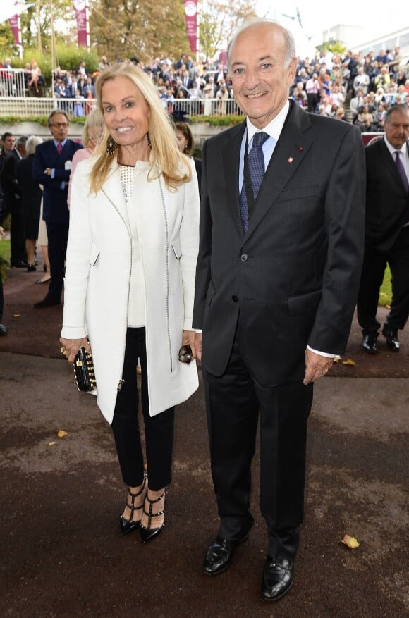 Jane D. Hartley (ambassadrice des États-Unis en France) et Bertrand Bélinguier (président de France Galop) - 94ème Qatar Prix de l'Arc de Triomphe à l'Hippodrome de Longchamp à Paris, le 4 octobre 2015.