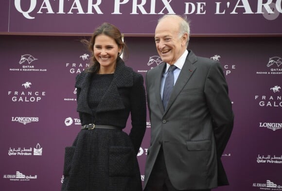 Virginie Ledoyen et Bertrand Bélinguier (président de France Galop) - 94ème Qatar Prix de l'Arc de Triomphe à l'Hippodrome de Longchamp à Paris, le 4 octobre 2015.