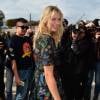 Maria Sharapova arrive au jardin des Tuileries pour assister au défilé Valentino (collection prêt-à-porter printemps-été 2016). Paris le 6 octobre 2015.