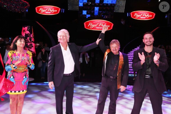 Exclusif - Cathy Meyer, Patrick Sébastien, Pierre Meyer et son fils Mathieu - Le Cabaret Alsacien "Le Royal Palace" lance son nouveau spectacle "Imagine" à l'occasion de ses 35 ans le 24 septembre 2015 à Kirrwiller.