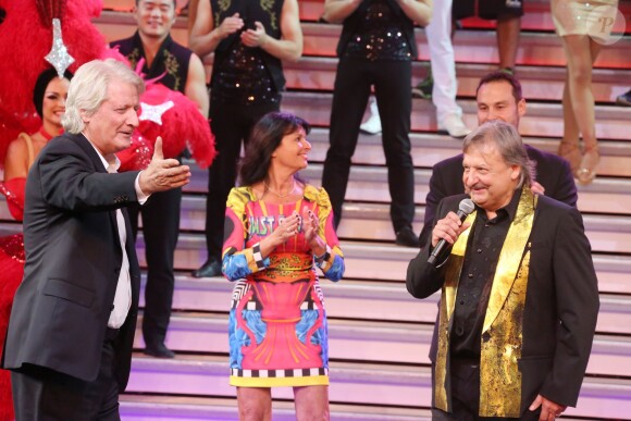 Exclusif - Patrick Sébastien, Cathy Meyer, Mathieu Meyer et Pierre Meyer - Le Cabaret Alsacien "Le Royal Palace" lance son nouveau spectacle "Imagine" à l'occasion de ses 35 ans le 24 septembre 2015 à Kirrwiller.