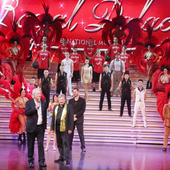 Exclusif - Patrick Sébastien, Cathy Meyer, Pierre Meyer et leur fils Mathieu - Le Cabaret Alsacien "Le Royal Palace" lance son nouveau spectacle "Imagine" à l'occasion de ses 35 ans le 24 septembre 2015 à Kirrwiller.