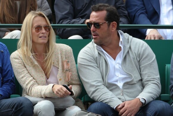 Estelle Lefébure et son compagnon Pascal Ramette - People au Tennis Rolex Masters de Monte-Carlo à Monaco. Le 19 avril 2014