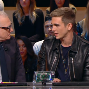Martin Scorsese rencontre Gabriel-Kane Day-Lewis sur le plateau du "Grand Journal" de Canal+, le 12 octobre 2015.