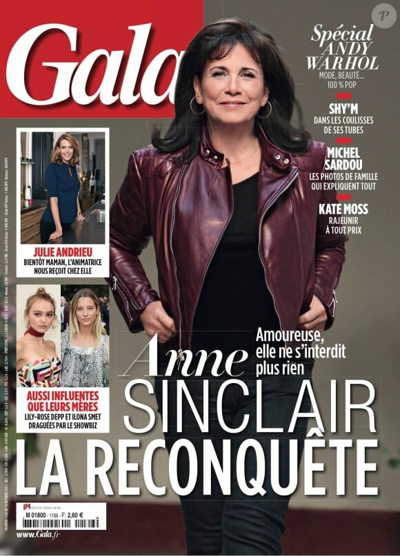 Anne Sinclair, rayonnante en couverture du magazine Gala, en kiosques le 14 octobre 2015.