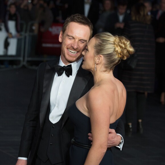 Kate Winslet et Michael Fassbender - Première du film "Steve Jobs" à Londres le 18 octobre 2015.