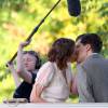 Kristen Stewart et Jesse Eisenberg s'embrassent sur le tournage du prochain Woody Allen à Central Park, New York City, le 21 octobre 2015.
