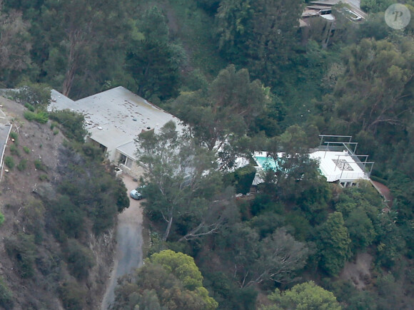 Vue aérienne de la nouvelle maison de Gavin Rossdale dans le quartier de Bel Air à Los Angeles, le 30 septembre 2015, qu'il vient d'acquérir depuis son divorce d'avec sa femme Gwen Stefani.