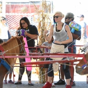 Gwen Stefani préparait Halloween avec ses trois fils le 24 octobre 2015 chez Sam's Pumpkin Patch à Los Angeles.