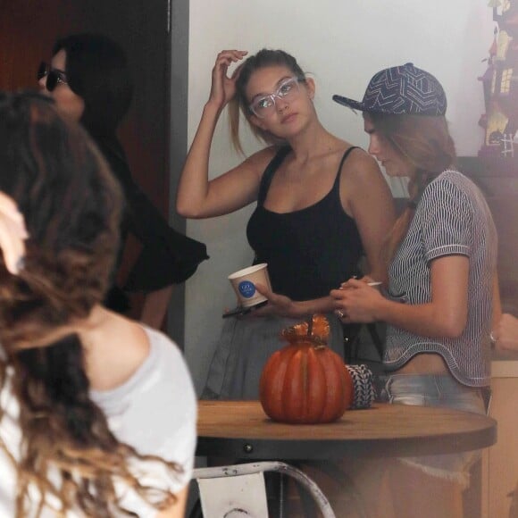 Kendall Jenner, Cara Delevingne et Gigi Hadid à Los Angeles, le 24 octobre 2015.