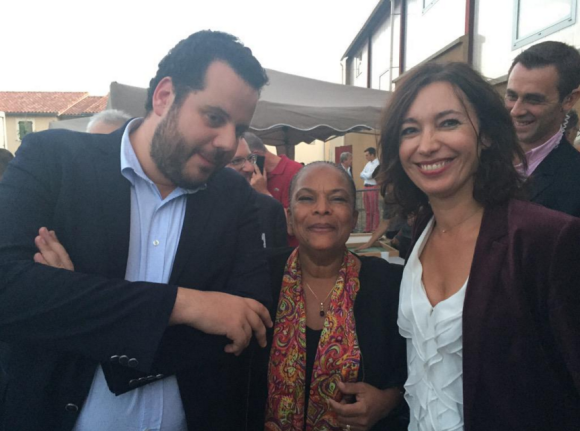 Nathalie Mader, à droite, avec Christiane Taubira, en septembre 2015