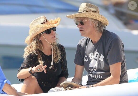 Exclusif - Bob Geldof et sa fiancée Jeanne Marine en vacances à Ibiza le 8 septembre 2014.