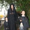Myleene Klass et ses enfants Ava et Hero déguisés pour Halloween à Londres, le 31 octobre 2015