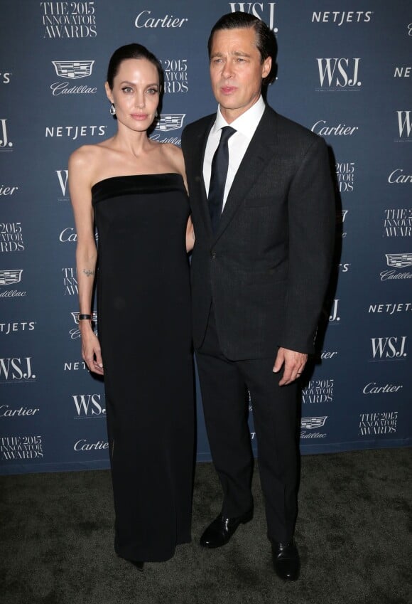 Brad Pitt et sa femme Angelina Jolie à la soirée 'WSJ. Magazine 2015 Innovator' à New York, le 4 novembre 2015