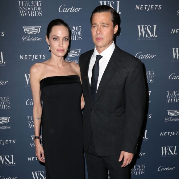 Brad Pitt et sa femme Angelina Jolie à la soirée 'WSJ. Magazine 2015 Innovator' à New York, le 4 novembre 2015