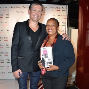 Jacques Sanchez et Christiane Taubira - Photocall pour le lancement du livre "Les bonnes chansons ne meurent jamais" de J. Sanchez au NoLita à Paris, le 4 novembre 2015. © Veeren/Bestimage