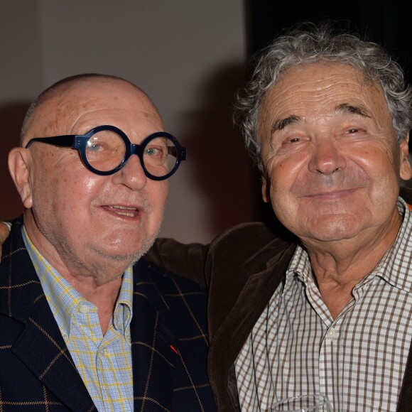 Jean-Pierre Coffe et Pierre Perret - Cocktail pour le lancement du livre "Les bonnes chansons ne meurent jamais" de J. Sanchez au NoLita à Paris, le 4 novembre 2015. © Veeren/Bestimage