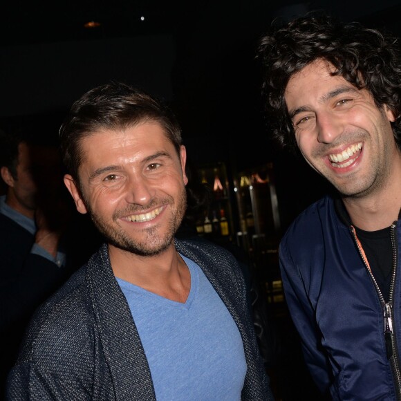 Christophe Beaugrand et Max Boublil - Cocktail pour le lancement du livre "Les bonnes chansons ne meurent jamais" de J. Sanchez au NoLita à Paris, le 4 novembre 2015. © Veeren/Bestimage