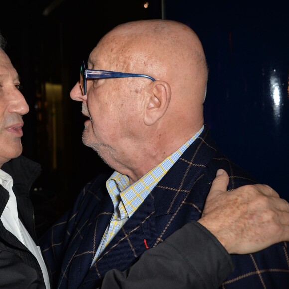 Michel Drucker et Jean-Pierre Coffe - Cocktail pour le lancement du livre "Les bonnes chansons ne meurent jamais" de J. Sanchez au NoLita à Paris, le 4 novembre 2015. © Veeren/Bestimage