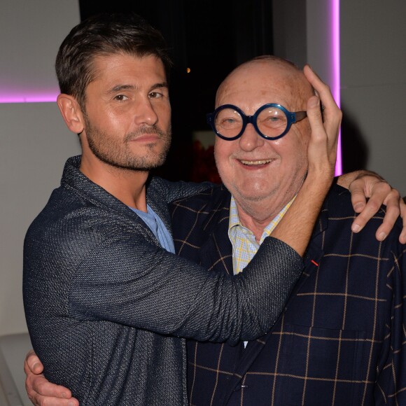 Christophe Beaugrand et Jean-Pierre Coffe - Cocktail pour le lancement du livre "Les bonnes chansons ne meurent jamais" de J. Sanchez au NoLita à Paris, le 4 novembre 2015. © Veeren/Bestimage