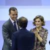 Le roi Felipe VI et la reine Letizia d'Espagne lors de la remise des accréditations des ambassadeurs de la marque Espagne à Madrid le 12 novembre 2015