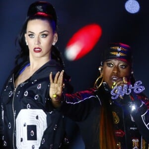 Katy Perry et Missy Elliott lors du "halftime show" du Super Bowl XLIX à Glendale, le 1er février 215.