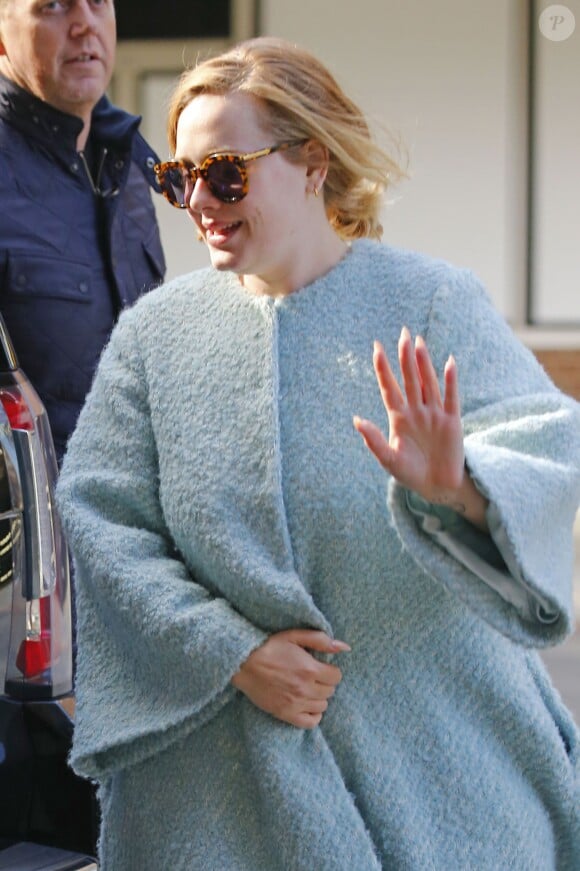 Adele arrive à l'hôtel 'The Greenwich' à New York, le 15 novembre 2015