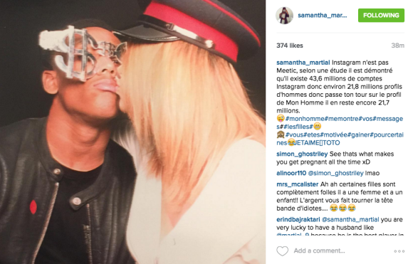 Samantha Martial pousse un coup de gueule sur Instagram le 16 novembre 2015.