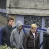 Exclusif - Liam Hemsworth, Jennifer Lawrence, Josh Hutcherson - Tournage du troisième film "Hunger Games : La révolte" à Ivry-sur-Seine le 8 mai 2014.