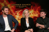 Francis Lawrence et ses acteurs Jennifer Lawrence, Liam Hemsworth et Josh Hutcherson, en interview pour PurePeople, pour Hunger Games 4.