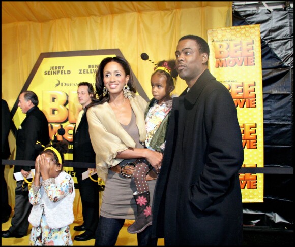 Chris Rock avec son ex-femme et leurs deux enfants à New York le 25 octobre 2007.