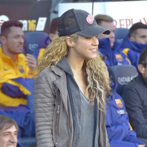 La chanteuse Shakira - Ambiance dans les tribunes du Camp Nou avec Les familles des joueurs du club de football de Barcelone le 28 novembre 2015.