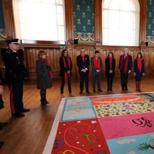 La princesse Stéphanie de Monaco participe au déploiement des "Courtepointes" en mémoire des victimes du SIDA, au Musée Océanographique de Monaco, le 27 novembre 2015. ©Bruno Bébert/Bestimage