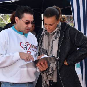 La princesse Stéphanie de Monaco a accompagné le lancement de l'opération de dépistage du VIH Test in the City sur la promenade Honoré II devant le centre commercial de Fontvieille à Monaco le 25 novembre 2015. © Bruno Bebert / BestImage