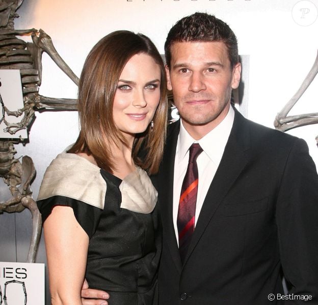 Emily Deschanel et David Boreanaz - Soirée pour célébrer le 100e épisode de Bones. West Hollywood, le 7 avril 2010.